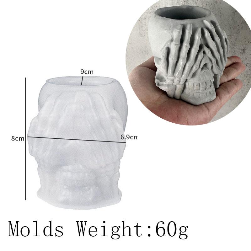 Halloween Ornament Pflanzgefäß Silikonform DIY Schädel Stifthalter Handwerk Herstellung Gips Epoxidharz Vase Gussformen Heimdeko