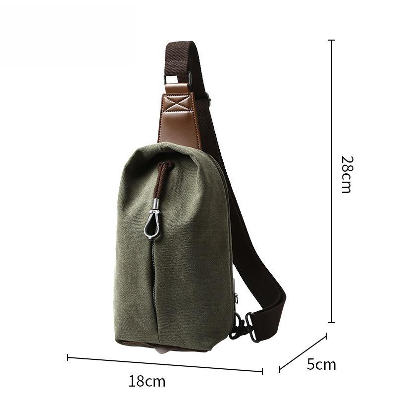 

Men Canvas Chest Bag Large Capacity Crossbody Bags Retro Shoulder Bag Casual Student Messenger Bag 18*5*28CM дубильна кора