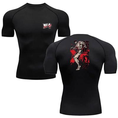 Ropa de Gimnasio para Hombre Camiseta de Compresión para Hombre Fitness Deporte Running Ajustada Camisetas Baki Atlética Secado Rápido Tops de Verano Camiseta