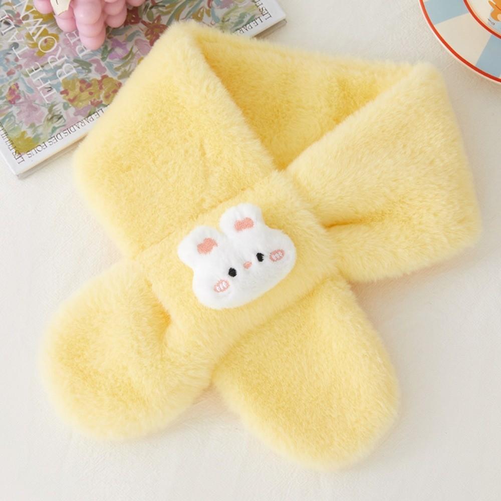 Cartoon Rabbit Girls Winter Scarfs Solid Color Wool Scarf New Knitted Scarf  Women