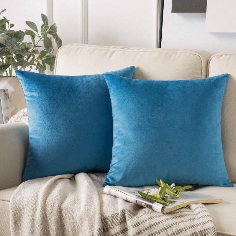 Velvet Solid Pillow Cover Removable Washable Sofa Cushion Case Soft Cozy Home Decor Elegant Comfortable Accent