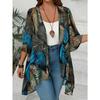 Women Summer New Tropical Print Chiffon Cardigan Vacation Style Loose Sun Protection Fashion Coat