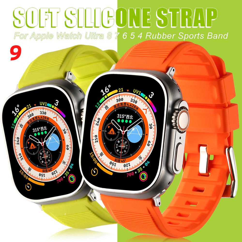 

Мягкий силиконовый ремешок для Apple Watch Ultra Band 49 мм, 45 мм, 41 мм, 44 мм, 40 мм, 42 мм, 38 мм, резиновый спортивный браслет IWatch Series 9, 8, 7se6543, ремешок