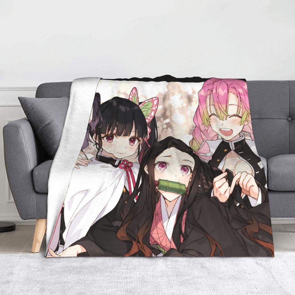Kyojuro Rengoku Kimetsu No Yaiba Blanket Velvet Spring Autumn Japanese Anime  Multifunction Throw Blanket for Sofa Bedroom Quilt