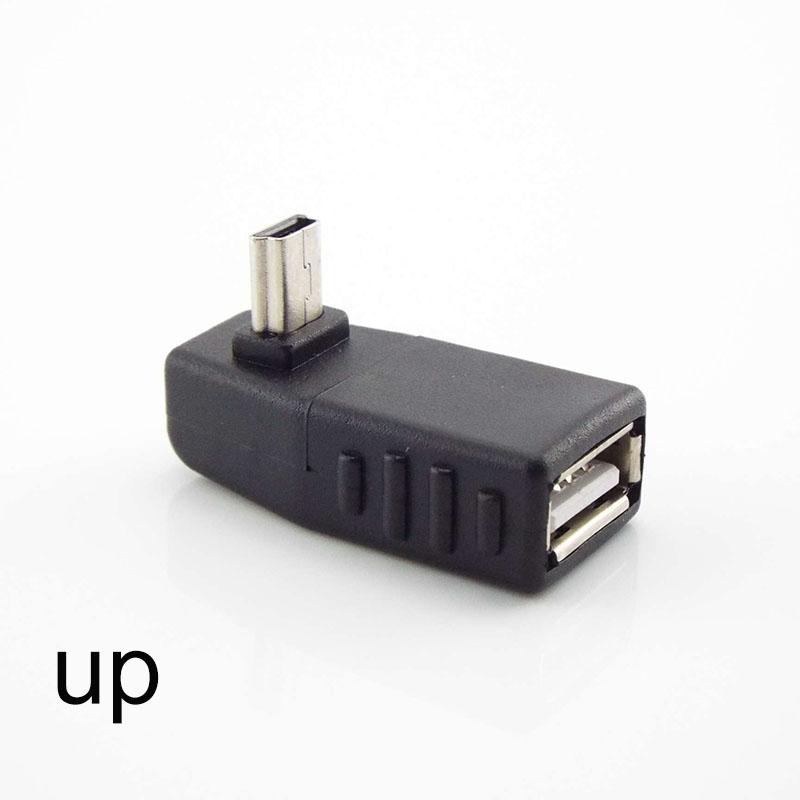 Mini USB 5kolíkový samec na USB typ A samice 90stupňový úhlový převodník Konektor dat synchronizace OTG adaptér pro auto PC Tablet Telefon U-Disk