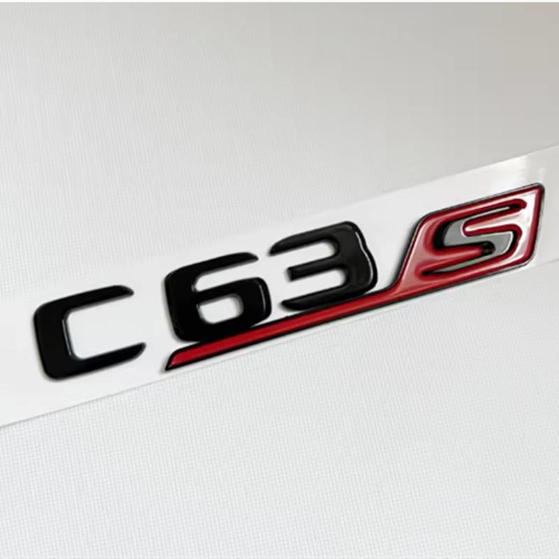 MLAI6 ABS Chrome C63 Logo V8 BITURBO Badge Car Rear Star Sticker Trunk AMG Emblem For Mercedes Benz C63 AMG W205 C205 Accessories