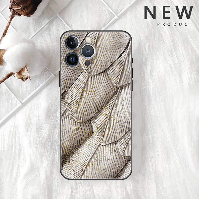 Luxury Gold Foil Art Case For Apple iPhone 11 15 13 14 Pro Max 12 Plus X 15Pro Black Silicone Phone Coque
