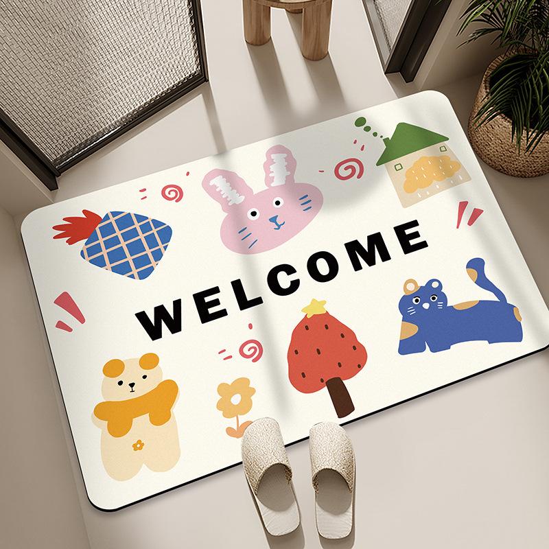 Diatom Mud Floor Mat Bathroom Water Absorption Quick-drying Foot Pad Cartoon Black Cat Dirty-resistant Anti-slip Pad Household Bathroom Entrance Mat
