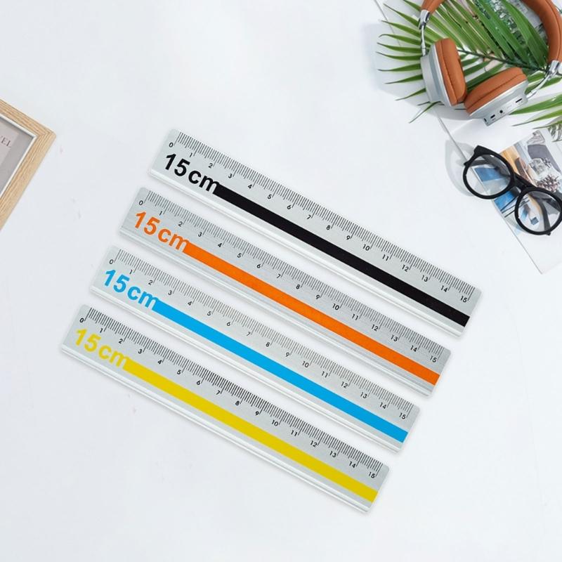15cm Lightweight Aluminum Measuring Tool With Anti Scratch Surfaces Easy To Read Marking Straight Ruler Ideal For Students