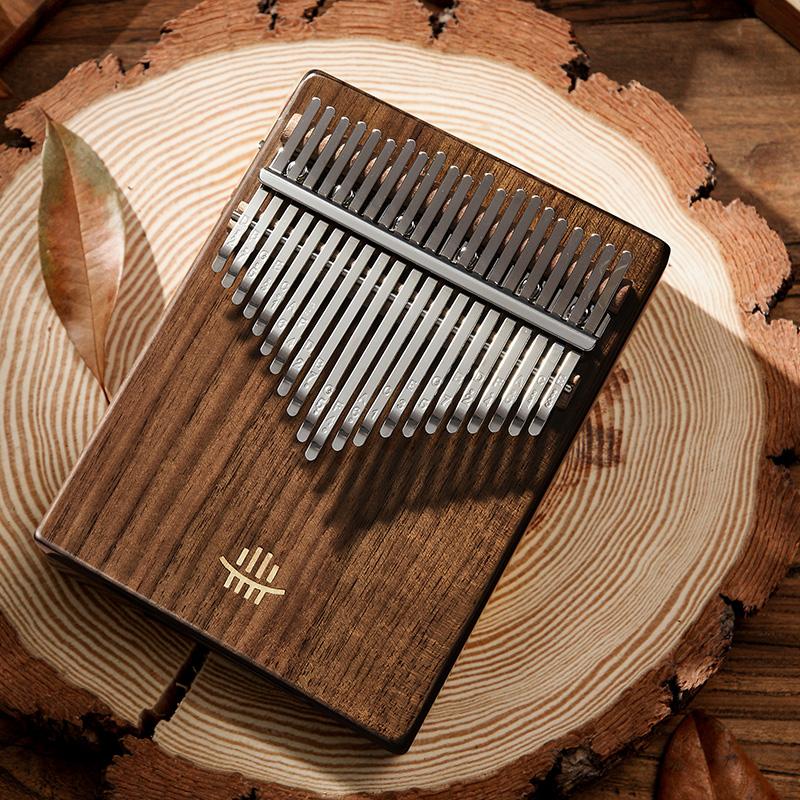 Hluru Professiona 21 Key Walnut Kalimba 17 Key Resonator Thumb Piano Rosewood Finger Piano Glossy Box Mbira for Beginner