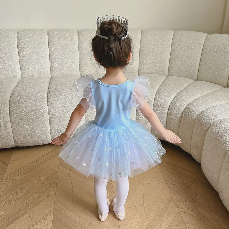 Girls 2025 Frozen Elsa Princess Ballet Skirt Costume for Kindergarten Performance