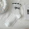 5Pairs Ruffle Bowknot Pearl Socks Ins Style Sweet Socks Women Solid Color Mid Tube Socks  Girl