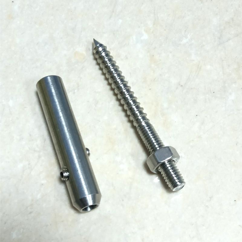 1 pz Connettore a Vite con Effetto Legno Giunto Cavo Metallico Fibbia di Bloccaggio Terminale di Connessione Ringhiera Scale Serraggio Acciaio Inossidabile 304