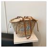 Large capacity bag women's summer new casual shoulder bucket bag woven straw seaside beach bag
