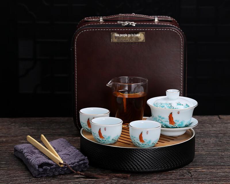 Chaxun Portable Mutton Fat Jade Porcelain Tea Set