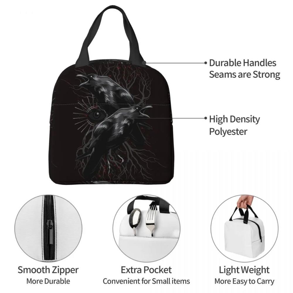 Odin's Yggdrasil Raven Of Wisdom Insulated Lunch Bag for Kids School Cooler Thermal Food Box Tote Portable Lunch Boxes Container