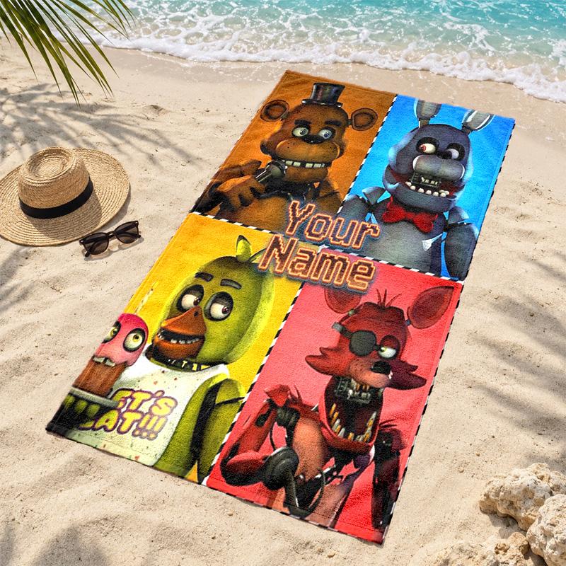 Five nights at freddy Custom Name Beach towels also serve as bath towels summer essential a musthave for the outdoors the beach and the pool