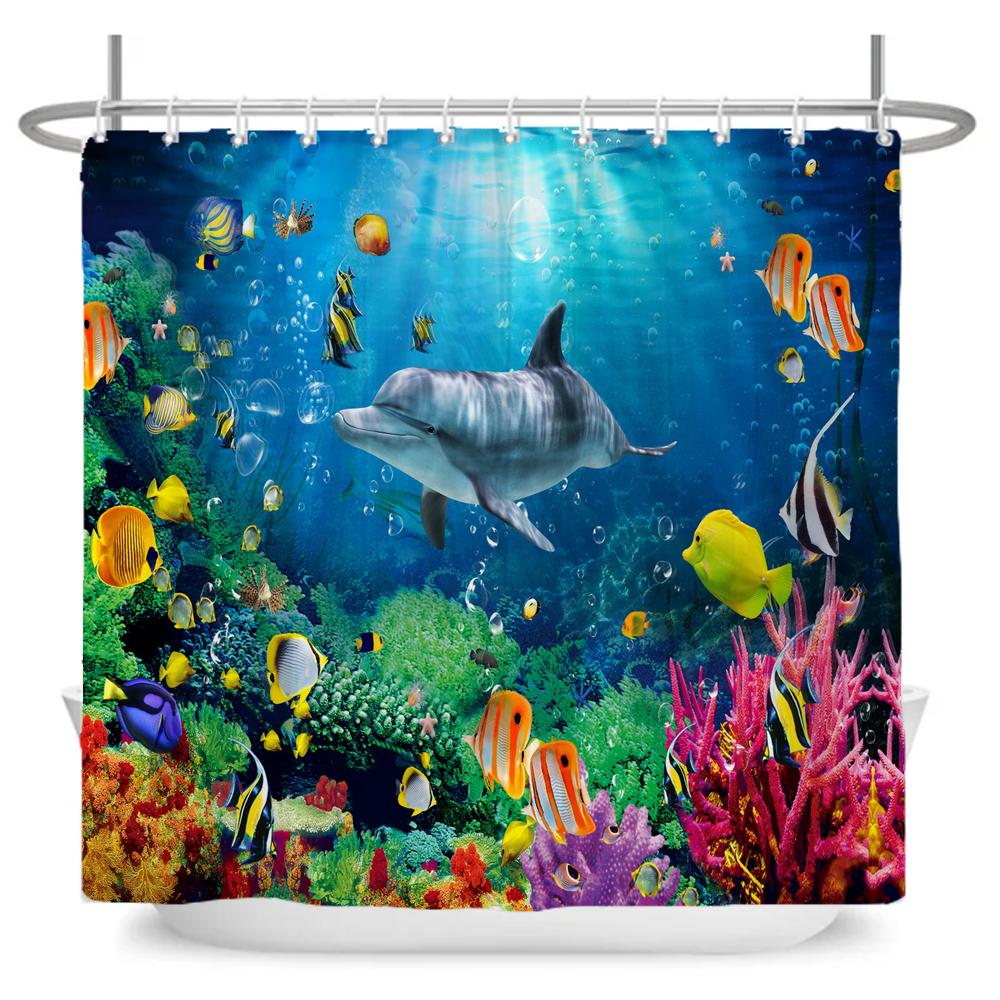Dream Starry Sky Ocean Jellyfish Bathroom Waterproof Shower Curtain Set with 12 Hooks Bath Non-Slip Mat Rugs Toilet Seat Cover