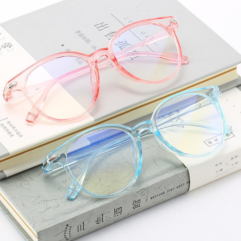Fashion Glasses Eye Small Glasses Frame Ladies Retro Style Eyewear Ladies New Fashion Glasses Frame Personalized Flat Mirror Transparent Jelly Color