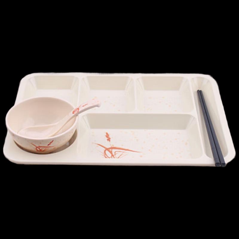 Melamine Six-Compartment Cafeteria Tray Set