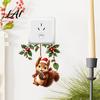 Decorative Socket Decal Christmas Squirrel Switch Sticker Wall for Light And Guard Panels Removable PVC Festive Art Bedroom Living Room Home
