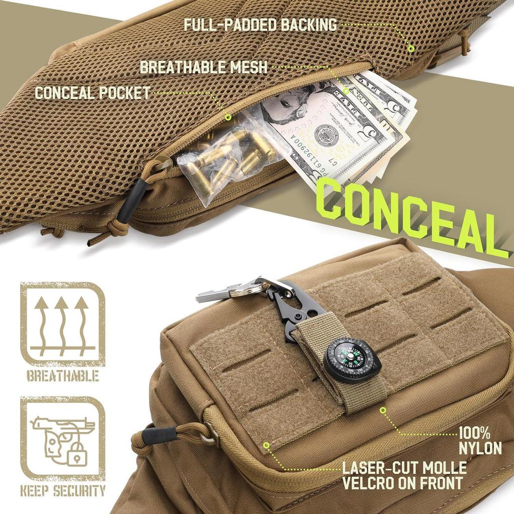 Tactical Outdoor Concealed Carry Waist Pack with MOLLE System