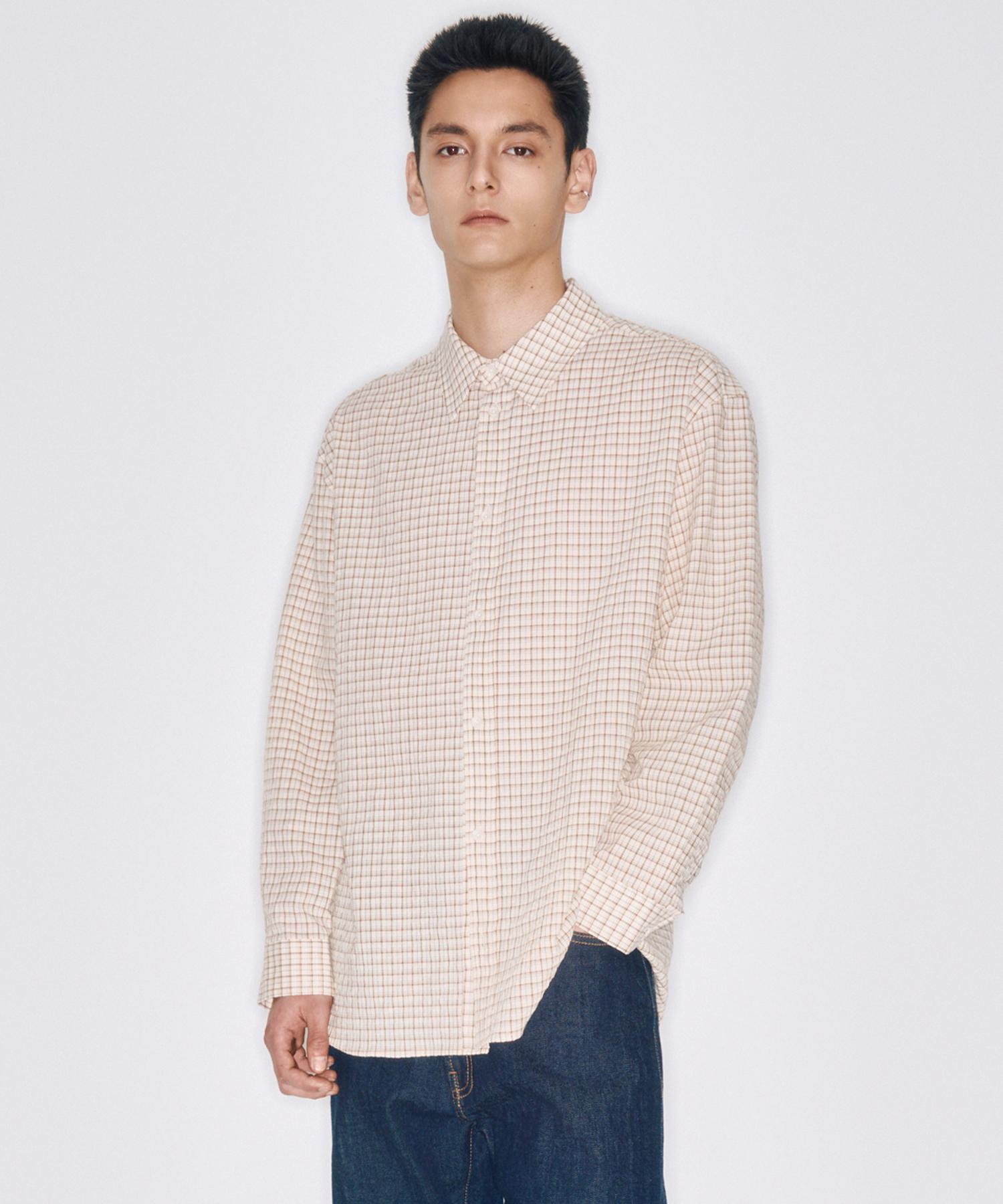 Plack Multi-Check Shirt Beige Beige/Xl