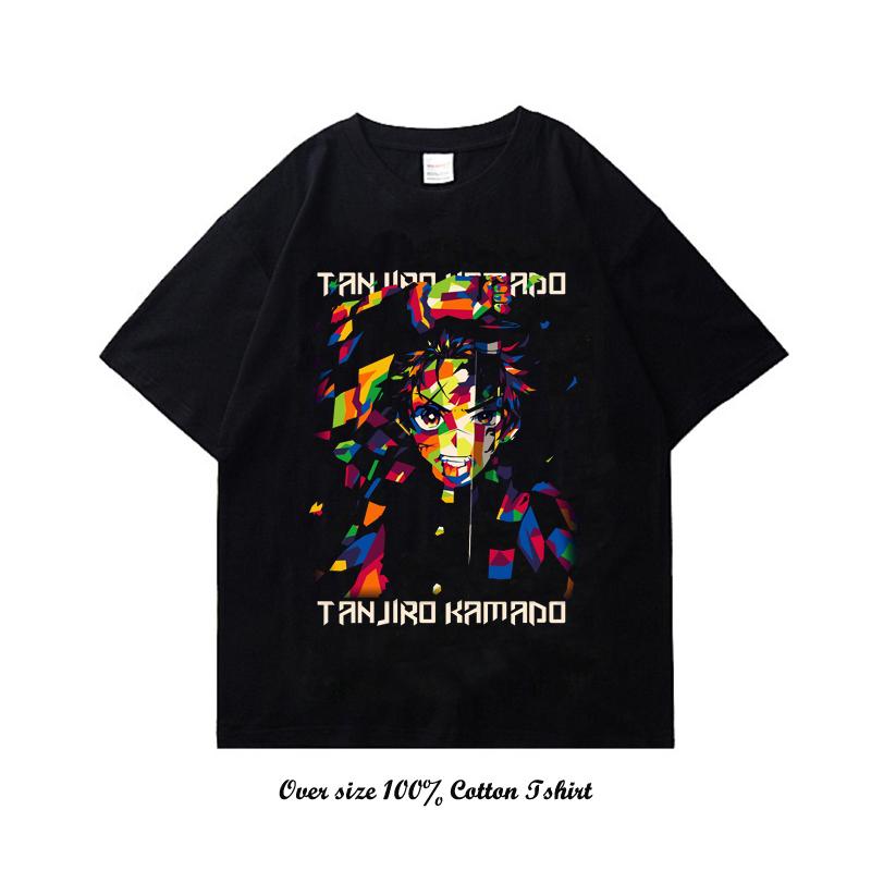 Herren T-Shirts Hip Hop Streetwear Japanischer Anime Druck Übergroße Oberteile Harajuku Baumwolle Sommer Kurzarm T-Shirt