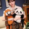 Non-Toxic Cute Red Panda Plush Backpack Kawaii Fashion Plushie Doll Stuffed Animal Panda With Bamboo Holiday Gifts