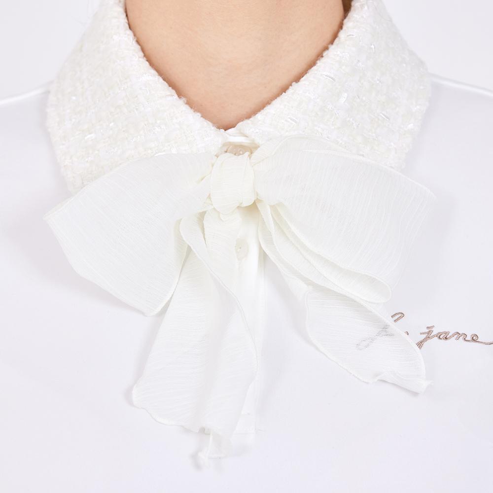 J.JANE Tweed Scarf T-Shirt (White)