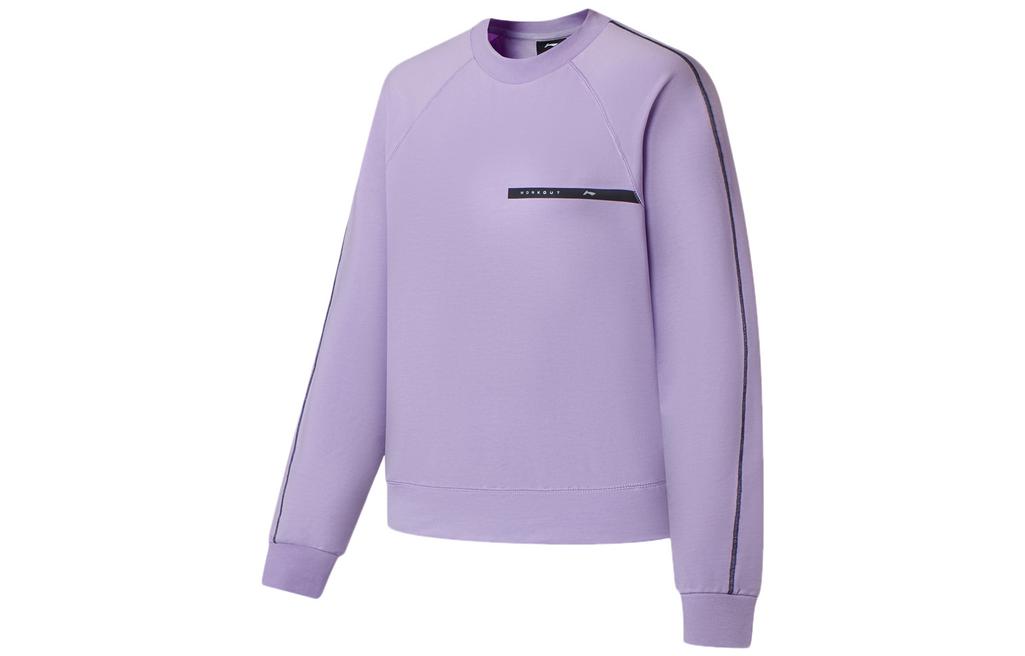 Li Ning Fitness Series Sweatshirts Women s Purple Crew Neck Moderate Regular AWDS942-3 L