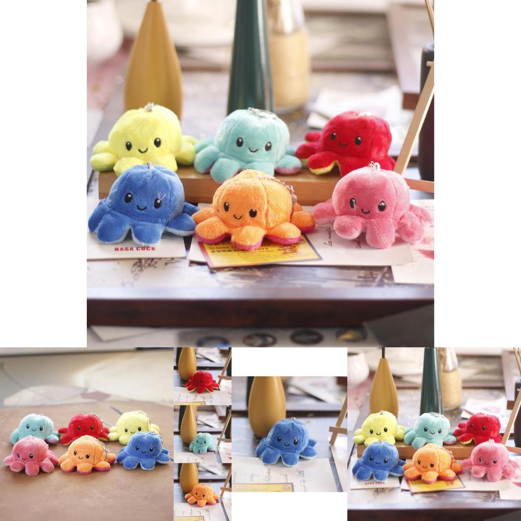 Uroczy Dwustronny Mini Pluszowy Brelok Ośmiornica Słodka Miękka Zabawka Zawieszka do Torby