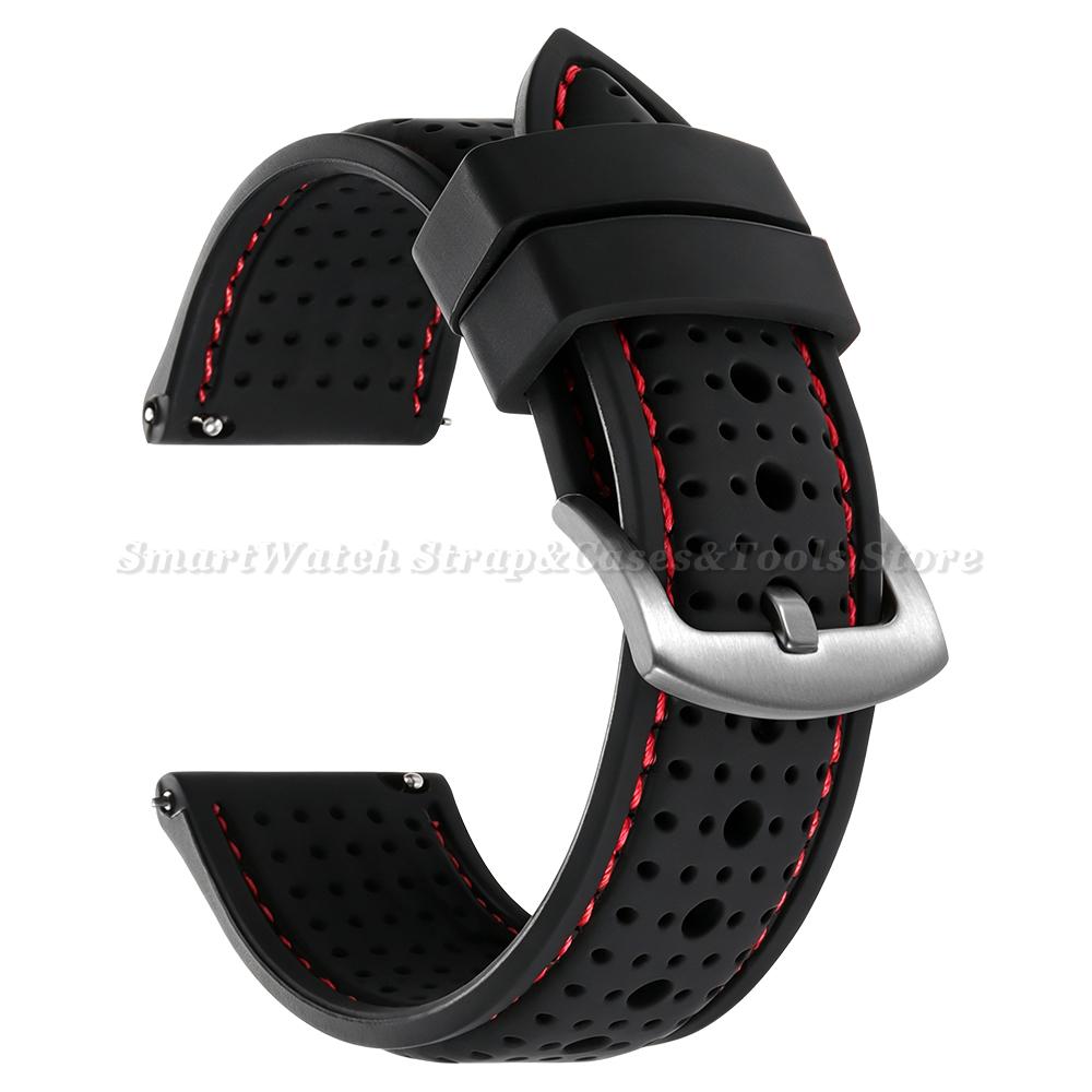 Soft Silicone Rubber Watch Strap 20mm 22mm 24mm Men Women Stitching Sport Waterproof Breathable Wrist Band for Seiko Bracelet