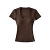Spice girl u-neck short-sleeved t-shirt women's short with chest pad summer waist tight sexy t-shirt high waist bottoming shirt top