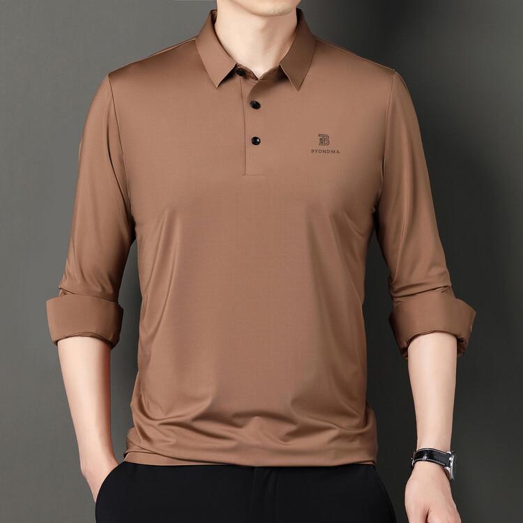 

Весна и осень, новая футболка с длинными рукавами, мужская рубашка-поло с лацканами для отдыха среднего возраста, бесшовная XXXXL