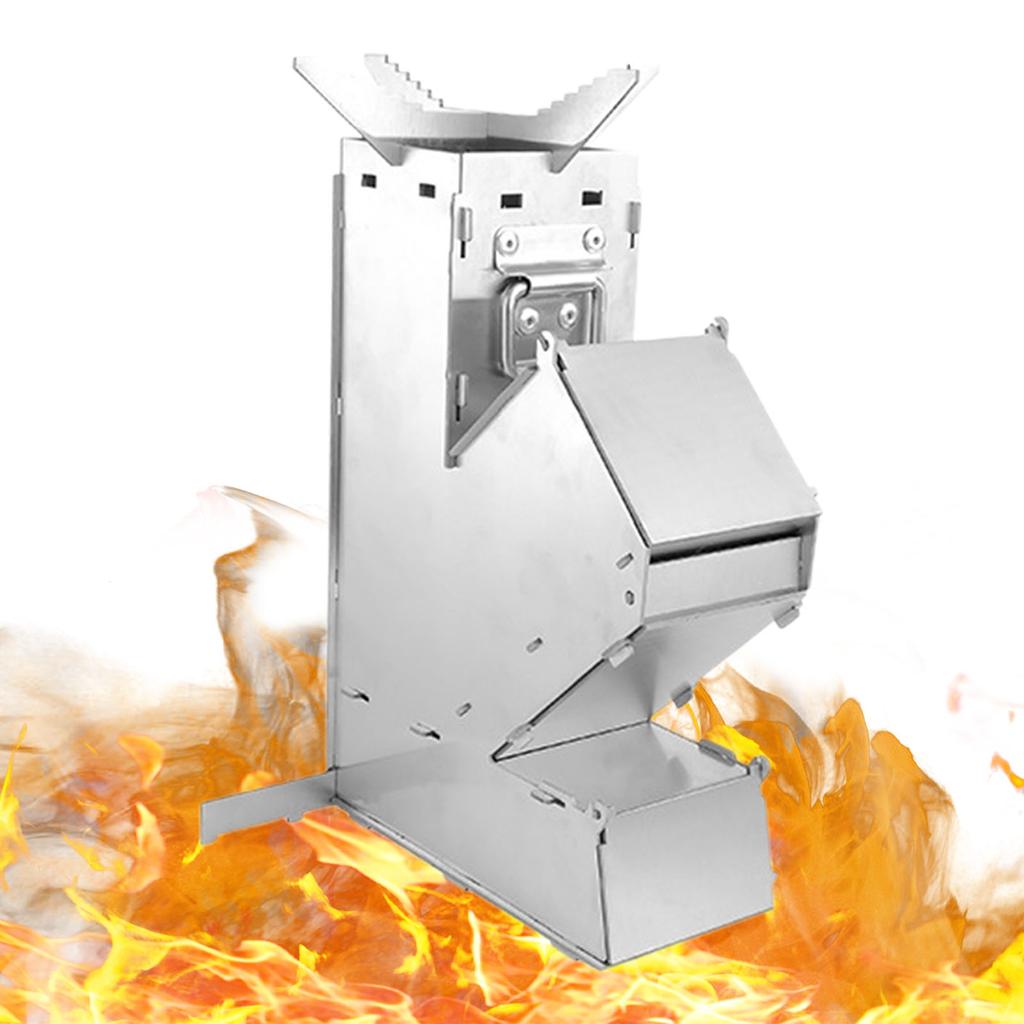 Camping Mini Wood Stove Portable Tent Firewood Stove Detachable Wood Burner Stainless Steel Rocket Stoves Picnic Pocket Grill