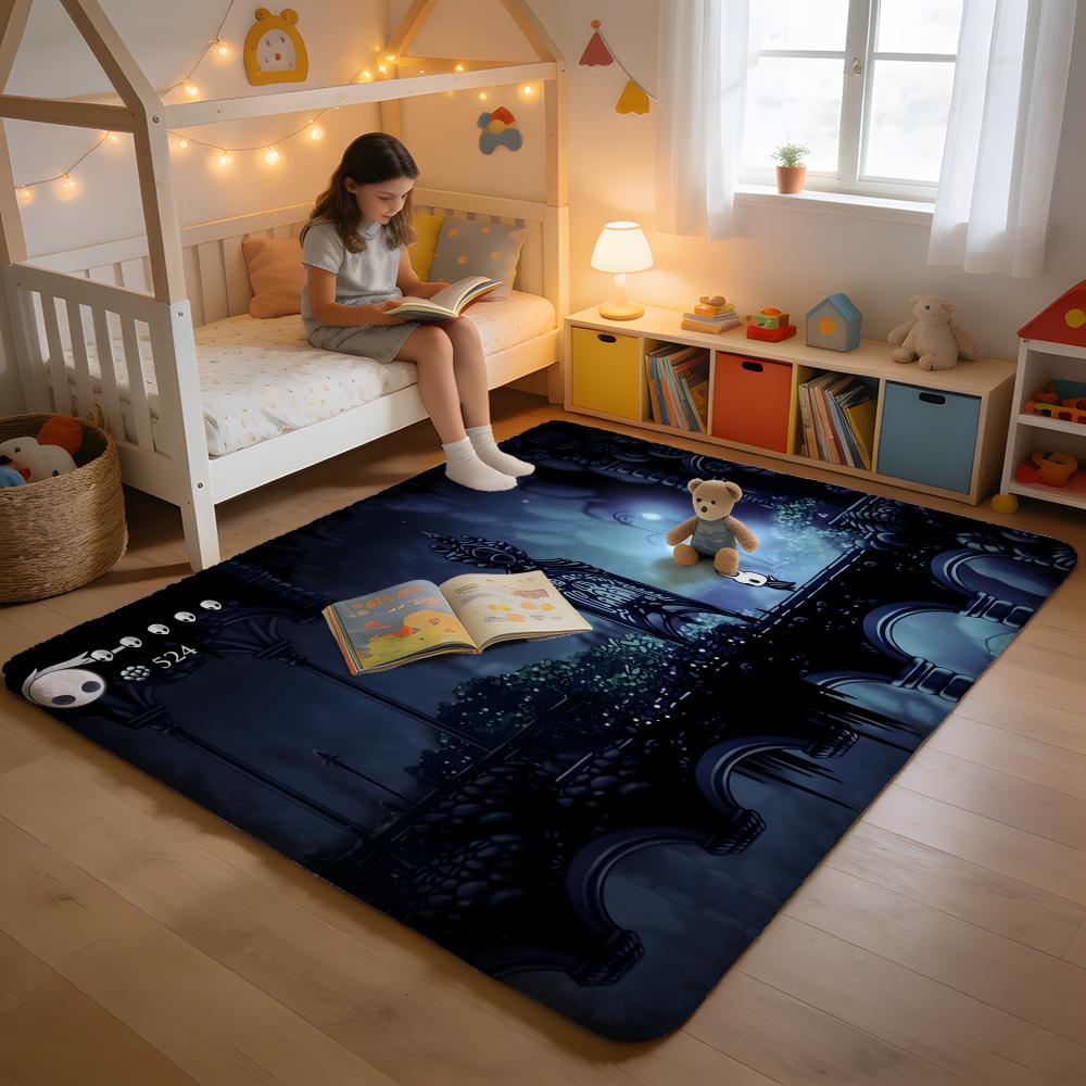 Floor Mat Soft Flannel Rug Non Slip Absorbent Mat for Bathroom Bedroom Home Decor H Hollow K Knight