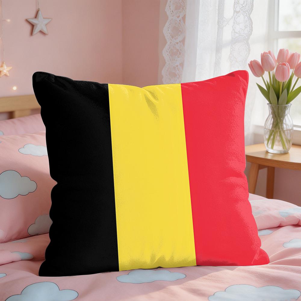 European National Flags Cushion Cover Square Short Plush Pillow Case Living Room Sofa Home Decor Funda X