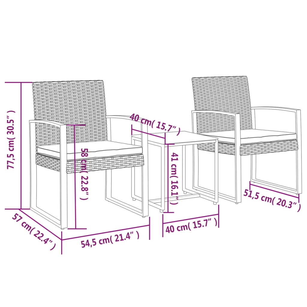 Vidaxl 3-Cz. Zestaw Mebli Ogrodowych Z Poduszkami, Czarny, Rattan Pp