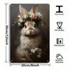 Vintage Easter Bunny Metal Wall Sign, Rabbit Flower Poster for Home Bar Decor