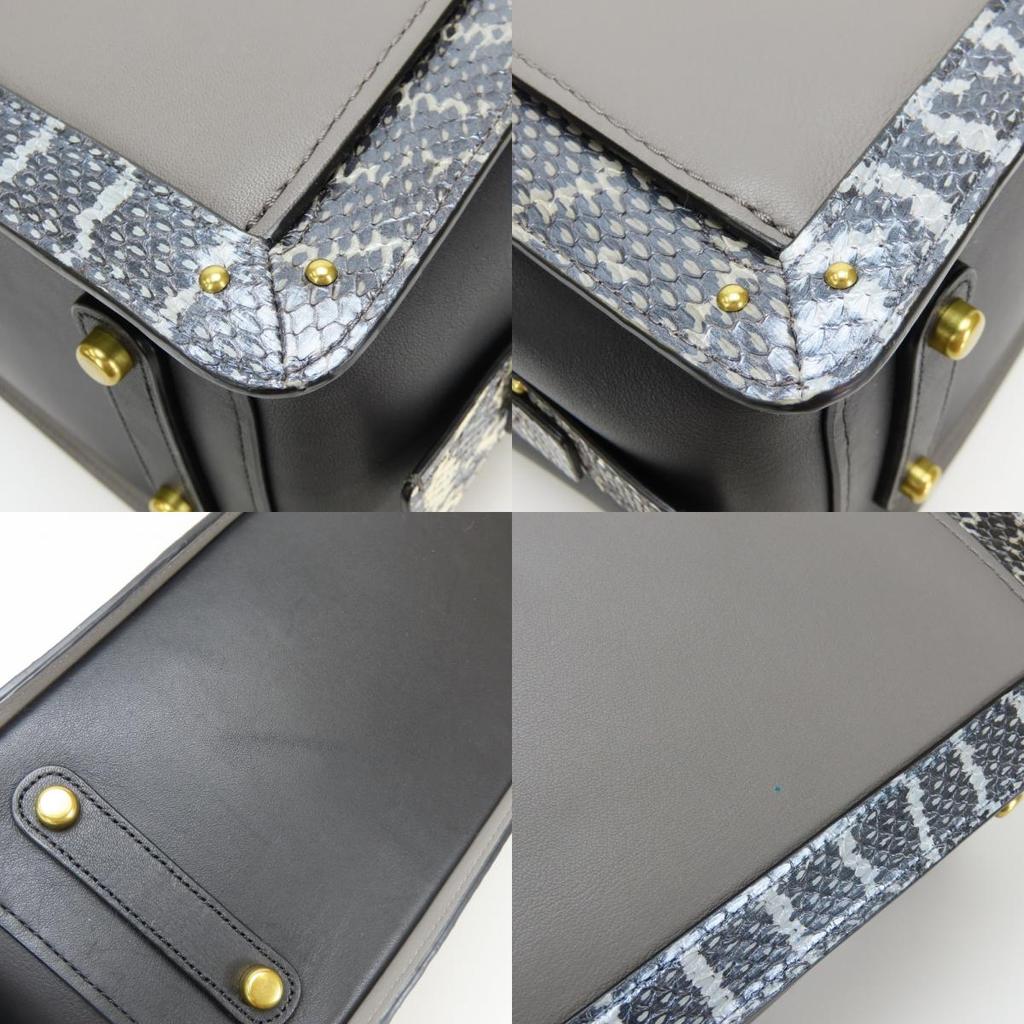 Used COACH Tote Bag 76459 leather gray black Python