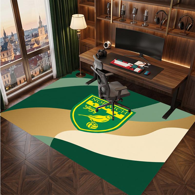 Norwich City Football Print Crystal Velvet Rug, Comfortable Water Absorbent Non Slip Indoor Floor Carpet