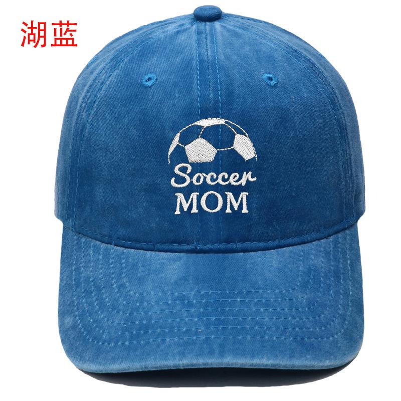 New Soccen MOM football embroidery washed baseball cap men's and women's leisure outdoor sports sun hat