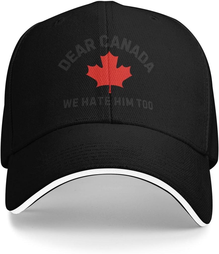 Dear Canada We Hate Him Too Maple Leaf Baseball Cap Polyester Adult Adjustable Outdoor