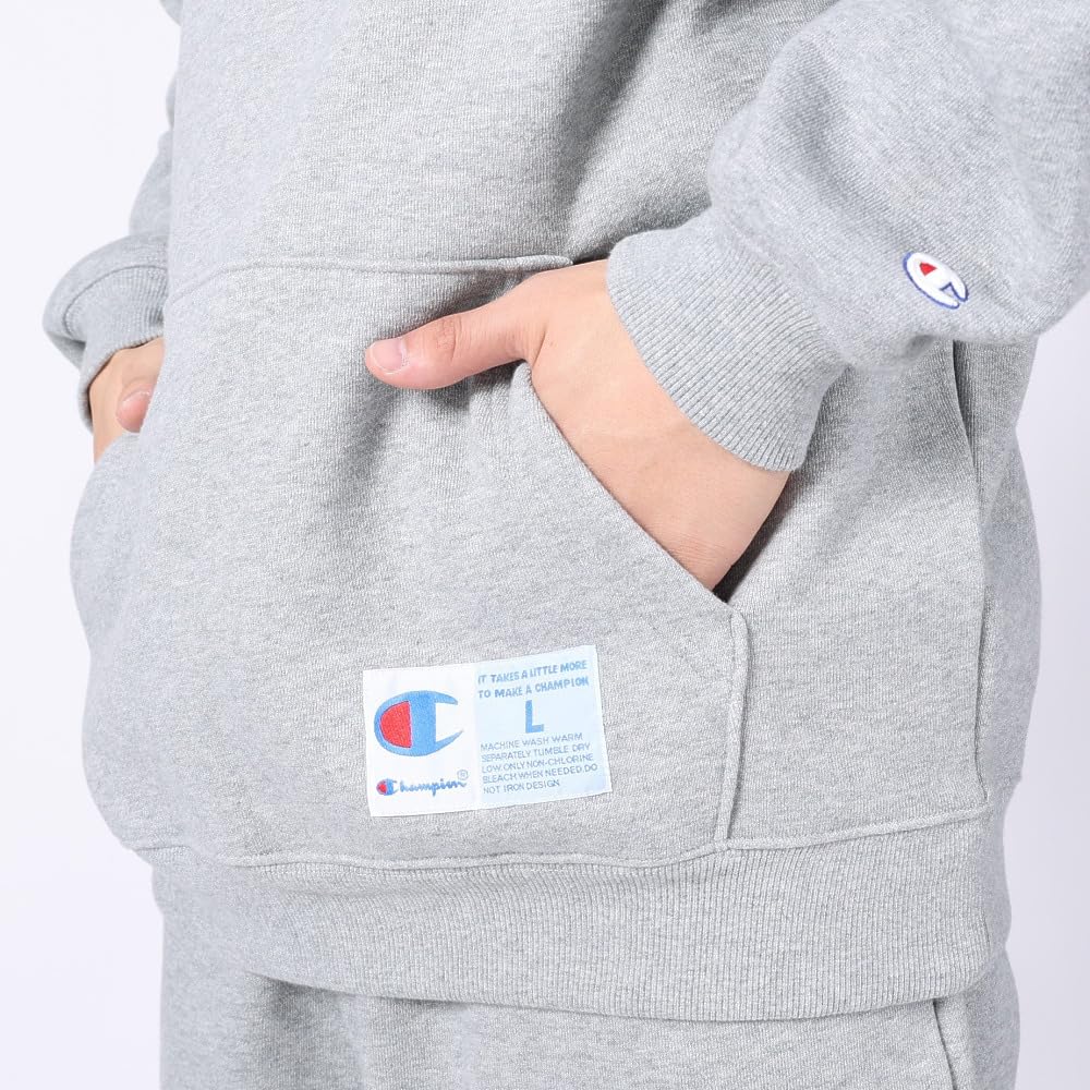 Champion Long Sleeve Cotton USA LooseFit Hooded Sweatshirt with Action Oxford Men's One-Point Logo, Style, Gray, C3-Y135