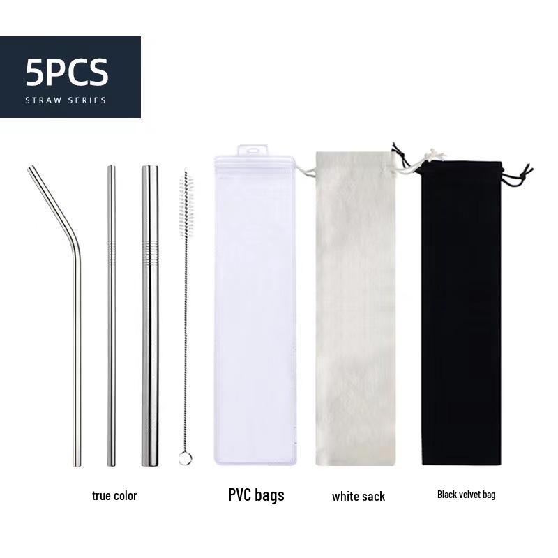 Titanium-Coated 304 Stainless Steel Straws - Colored Metal Straws Set for Coffee, Bubble Tea, & Iced Beverages