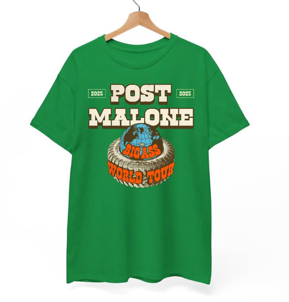 NEUES Post Malone The BIG ASS World Tour 2025 Grünes T-Shirt in allen Größen KK117