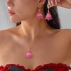 European and American Christmas Earrings Necklace Set Simple Hollow Snowman Earrings Diamond Pink Christmas Tree Necklace