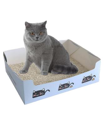 S.fields.inc Cat Toilet Disposable Set of 5 Paper Cardboard Waterproof Disaster Prevention Evacuation Travel Cat Portable Foldable (Blue)