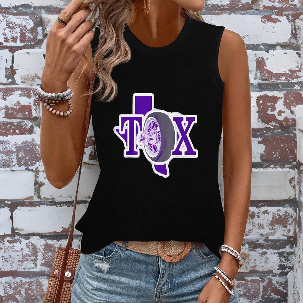 

Women s clothing, new printed sleeveless T-shirts, summer and spring casual loose sleeveless tops, daily street tops, clothing sets S